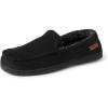 Dearfoams Men’s Keaton Memory Foam Indoor Outdoor Moccasin With Wide Widths Slipper(Black Twill)