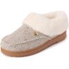 Dearfoams Women’s Nyla Felted and Plaid Moc Toe Clog Slipper, Oatmeal, M