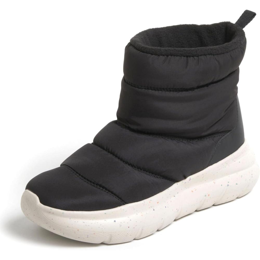 imageDearfoams Womens Texoma Regrind Slipin Boot Comfortable Puffy Nylon Fleece Lining Energy ReturnBlack