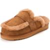Fireside By Dearfoams Richmond Womens Slippers, Genuine Shearling Suede Scuffs, Memory Foam Slip-in House Shoes