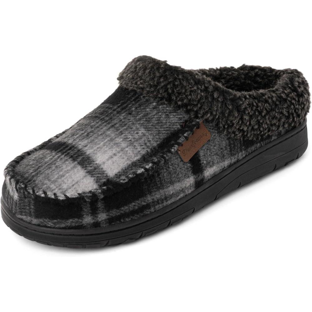 imageDearfoams Mens Brendan IndoorOutdoor Breathable Memory Foam Clog House Shoe with Wide Widths SlipperGrey Plaid