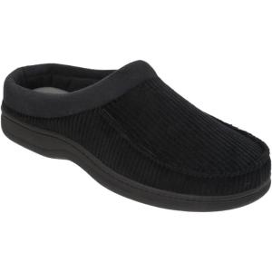 Dearfoams Mens Corduroy Clog Memory Foam Slippers (Medium (9-10), Black)