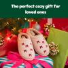 Dearfoams Women’s Holiday Christmas Gift Fuzzy Cozy Sherpa Novelty House Shoe Slipper(Holiday Gift Bow)