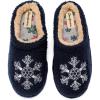 Dearfoams Women’s Holiday Christmas Gift Fuzzy Cozy Sherpa Novelty House Shoe Slipper(Snowflake)