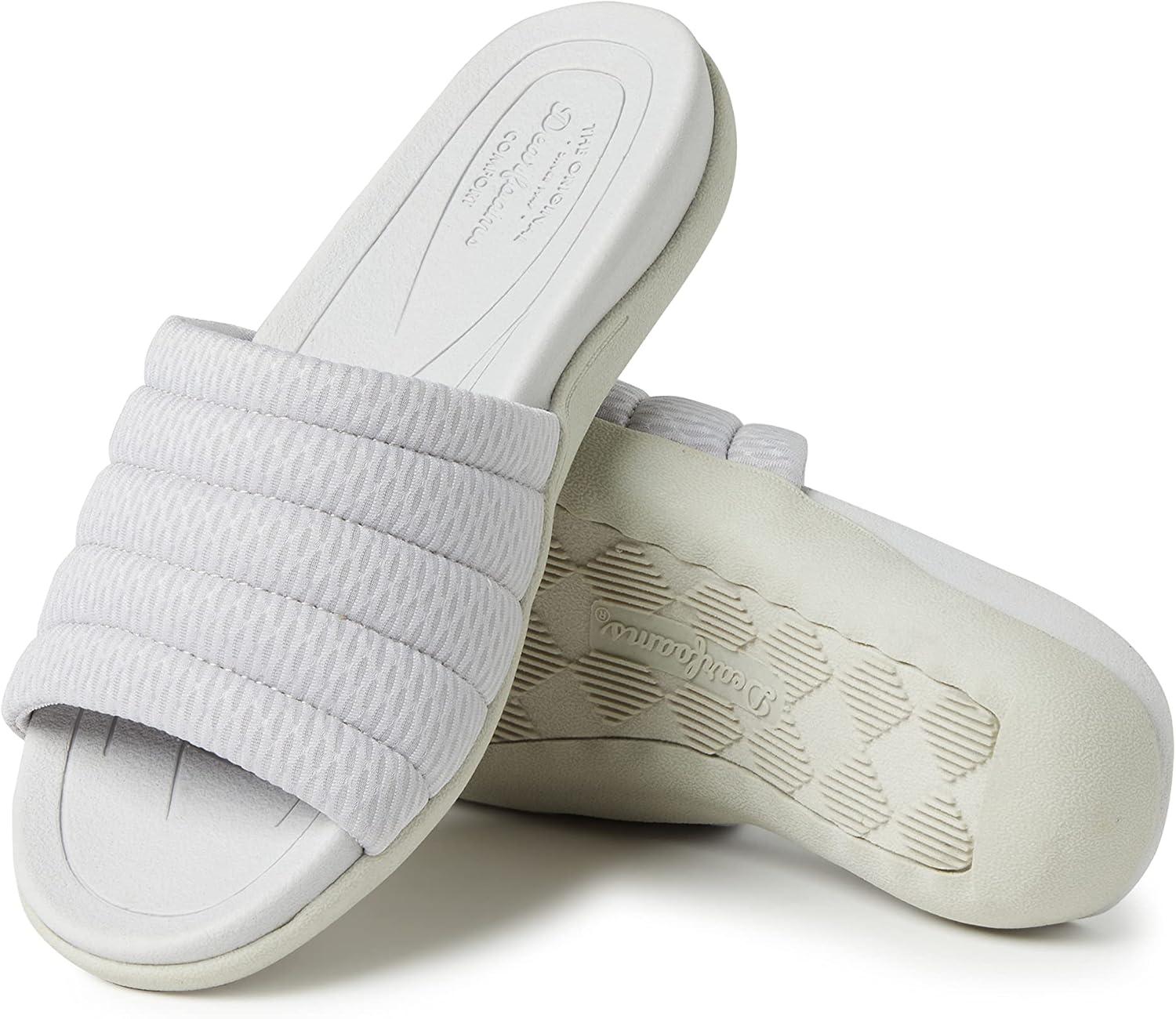 imageDearfoams Womens Original Comfort Emma Slip on Slide Sandal With Arch SupportSilver