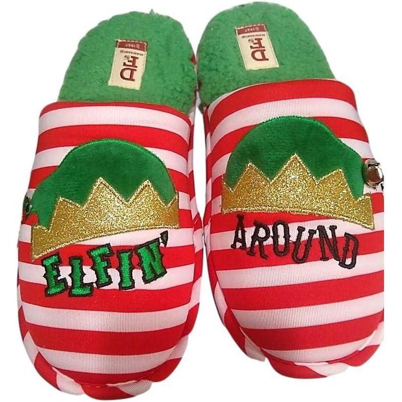 imageDearfoams Womens Elfin Around Elf Scuff Slippers Holiday Christmas Memory FoamRed