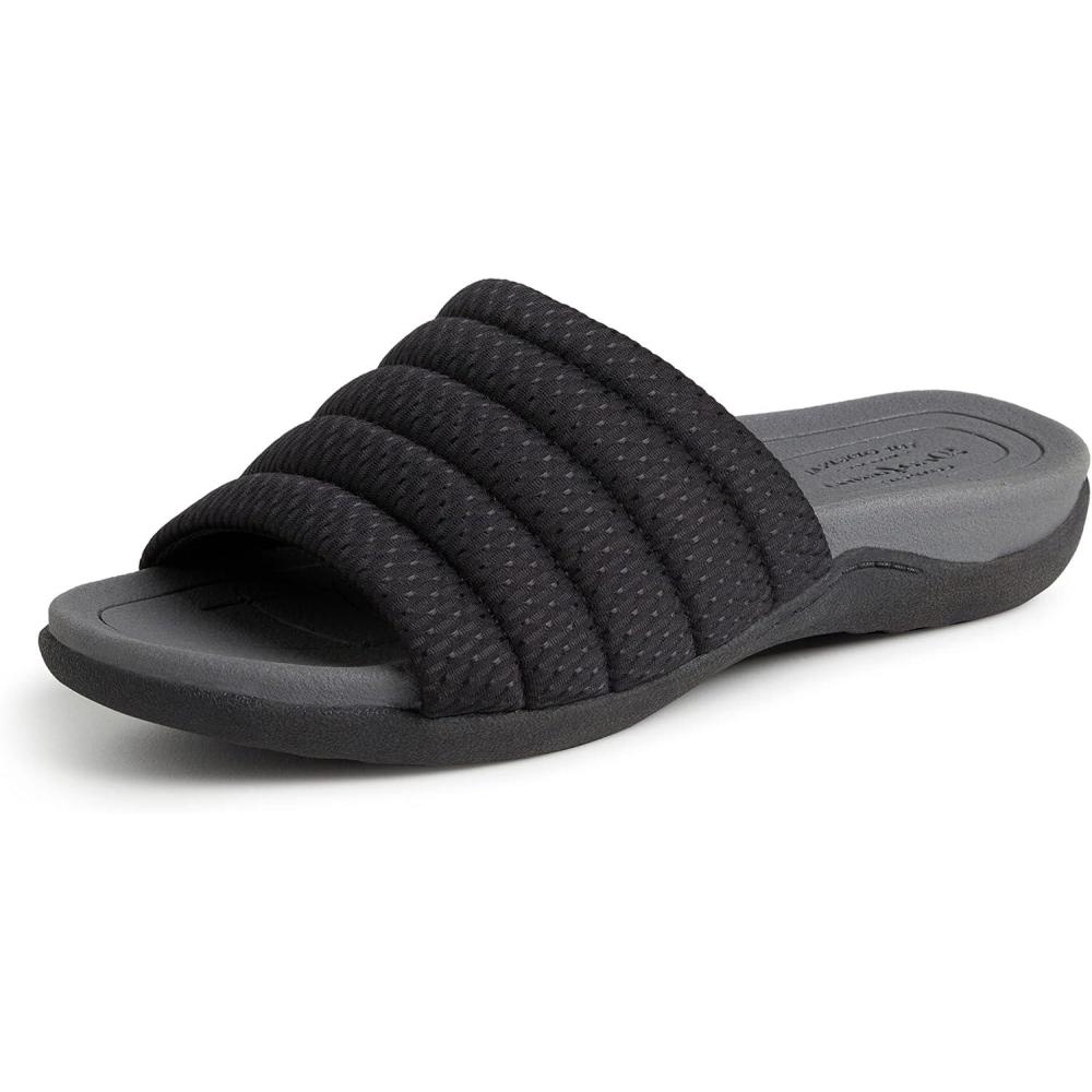 imageDearfoams Womens Original Comfort Emma Slip on Slide Sandal With Arch SupportBlack
