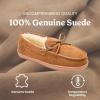 Dearfoams Women’s Genuine Suede Indoor Outdoor Harriet Moccasin House Shoe Women’s Slippers(Chestnut)