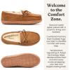 Dearfoams Women’s Genuine Suede Indoor Outdoor Harriet Moccasin House Shoe Women’s Slippers(Chestnut)