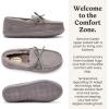 Dearfoams Women’s Genuine Suede Indoor Outdoor Harriet Moccasin House Shoe Women’s Slippers(Grey)