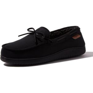 Dearfoams Men’s Indoor Outdoor Breathable Pierce Moccasin(Black)