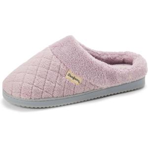 Dearfoams Women’s Memory Foam House Slippers – Libby Terry Clog With Wide Widths(Purple)