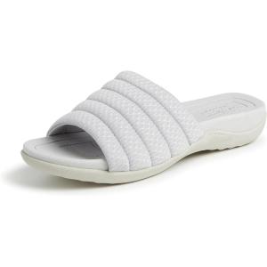 Dearfoams Women’s Original Comfort Emma Slip on Slide Sandal With Arch Support(Silver)