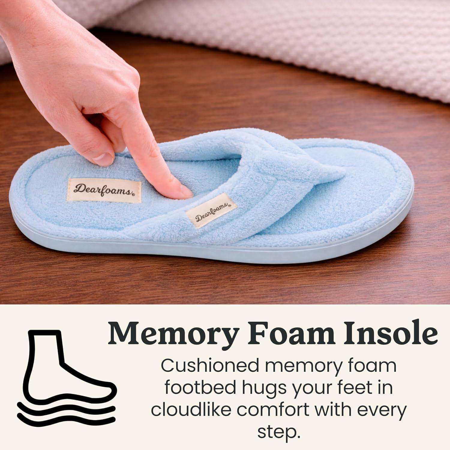 imageDearfoams Womens Melanie Colorblocked Microfiber Terry Thong SlipperBlue Wash