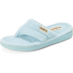 Dearfoams Women’s Melanie Colorblocked Microfiber Terry Thong Slipper(Blue Wash)