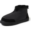 Dearfoams Men’s Fireside Nylon Australian Shearling Water Resistant Après Winter Warm Up Bootie(Black)