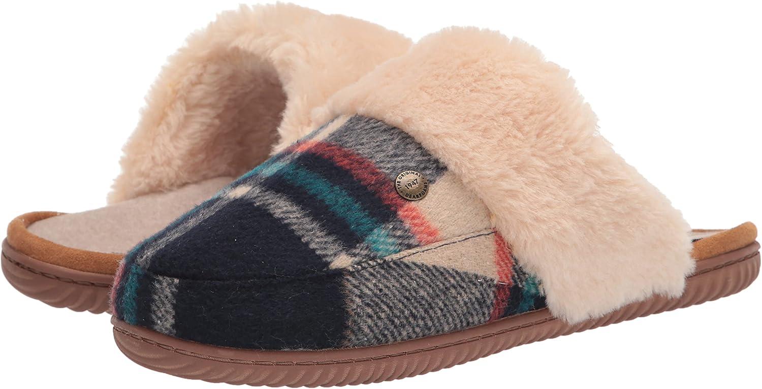 imageDearfoams Womens Geneva Closed Toe Scuff SlipperNavy Plaid