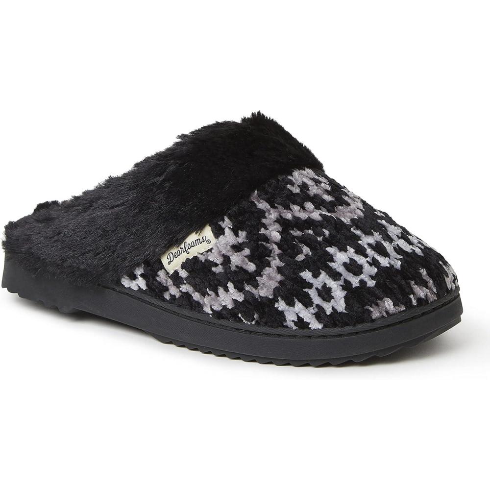 imageDearfoams Womens Allison Chenille Fairisle ScuffBlack
