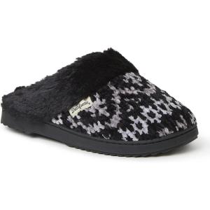 Dearfoams Women’s Allison Chenille Fairisle Scuff(Black)
