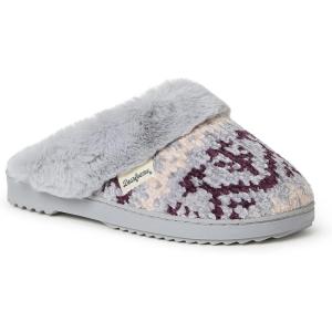 Dearfoams Women’s Allison Chenille Fairisle Scuff(Sleet)
