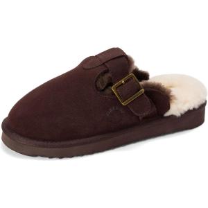 Dearfoams Women’s Maitland Genuine Shearling Scuff(Coffee)