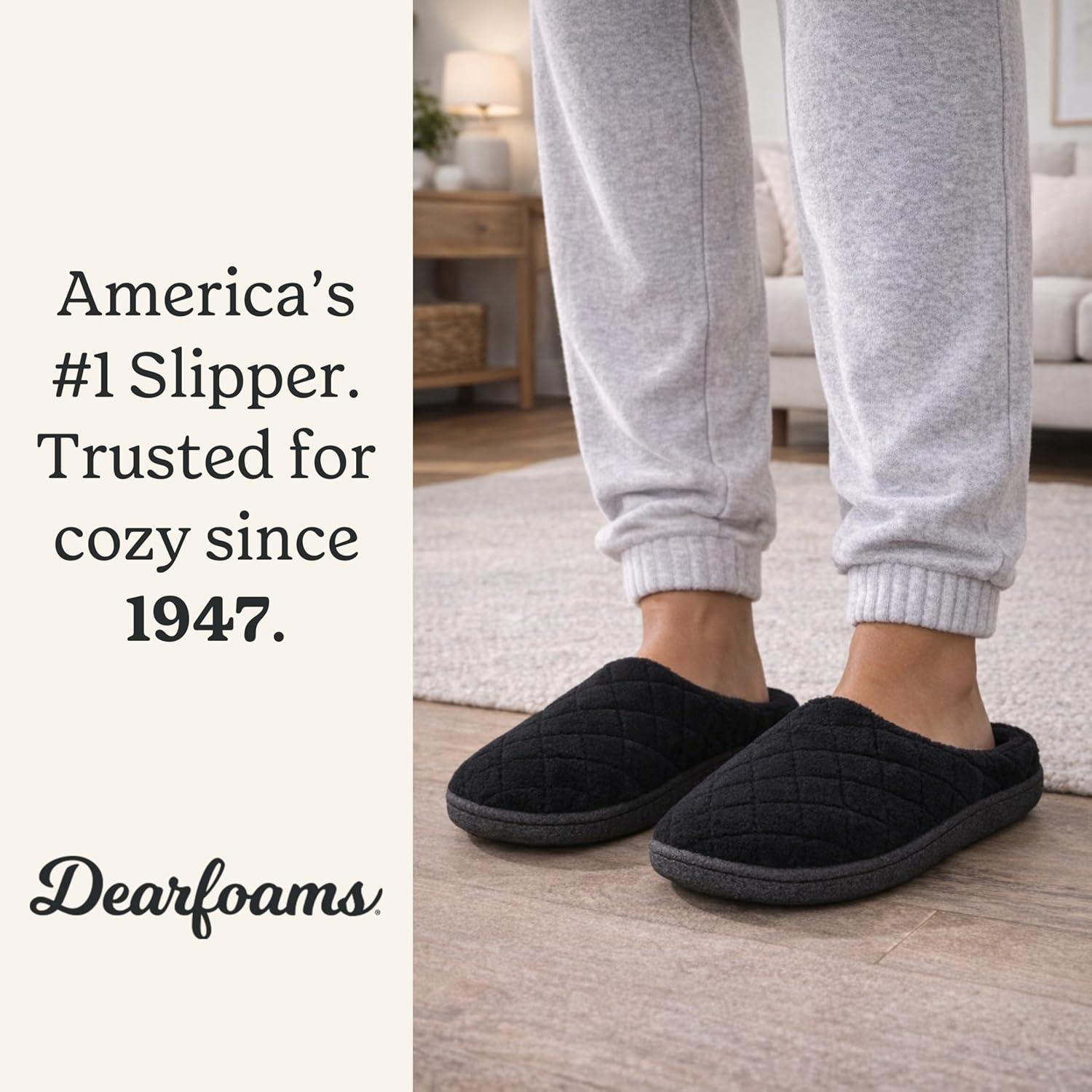 imageDearfoams womens Leslie Washable Memory Foam Terry Clog With Wide WidthsBlack Terry