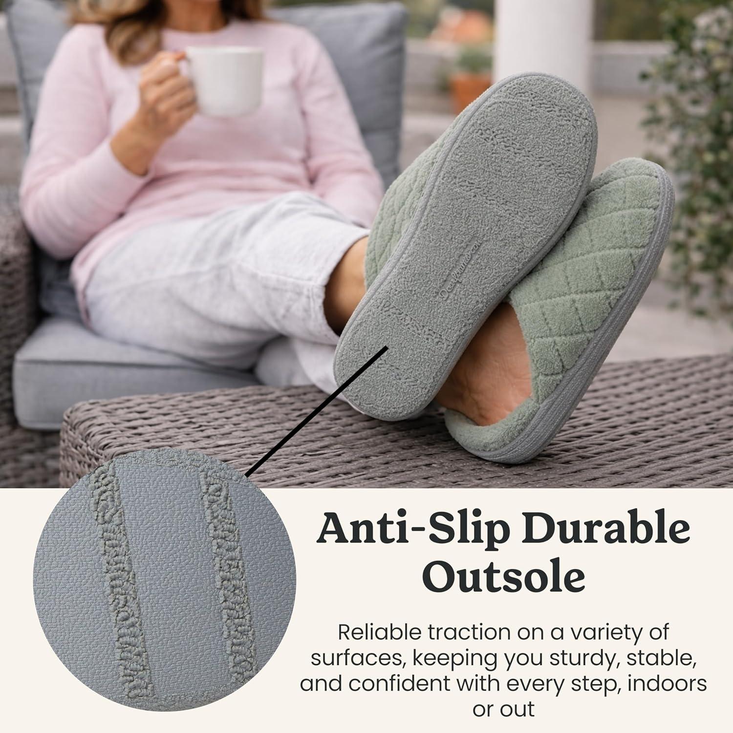 imageDearfoams womens Leslie Washable Memory Foam Terry Clog With Wide WidthsJuniper Green Terry