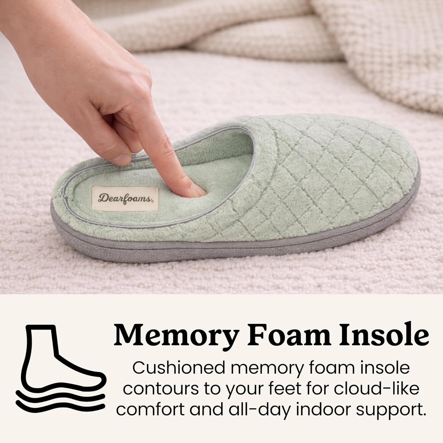 imageDearfoams womens Leslie Washable Memory Foam Terry Clog With Wide WidthsJuniper Green Terry