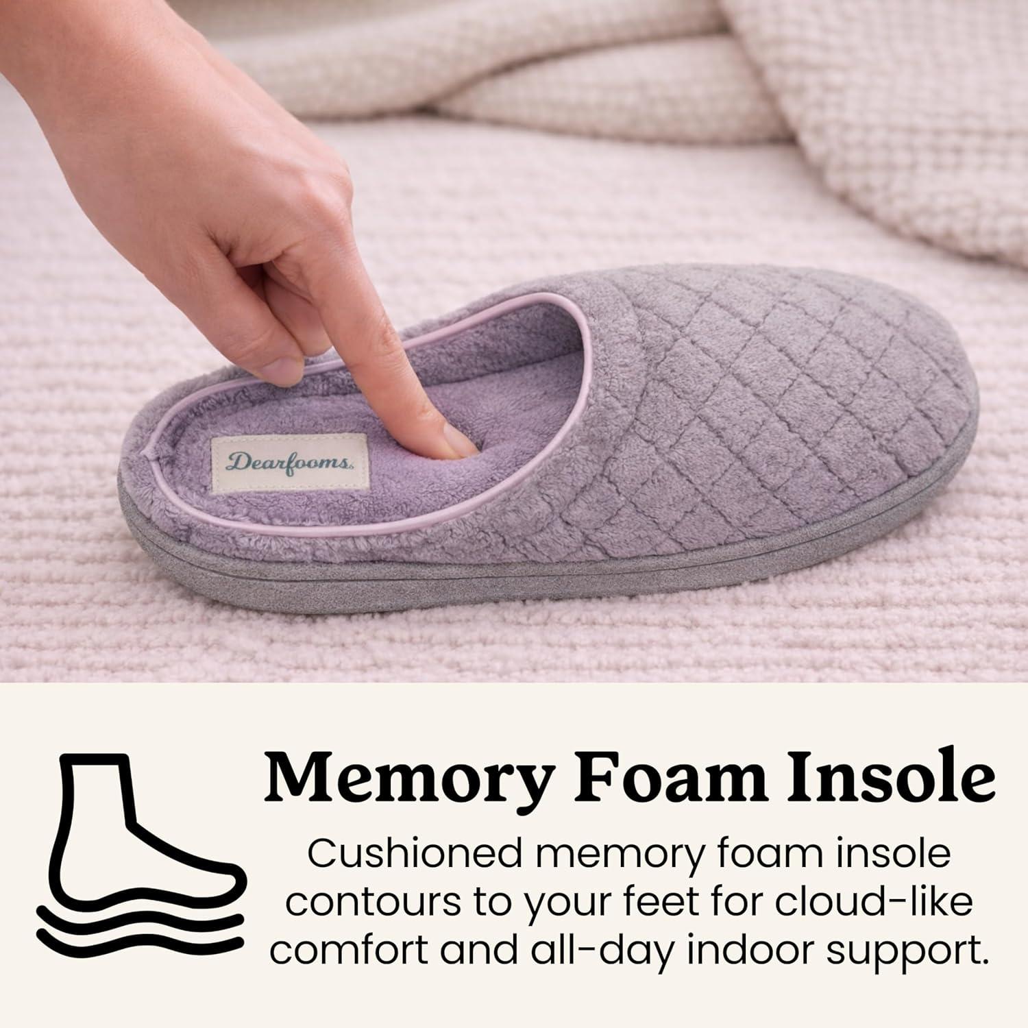 imageDearfoams womens Leslie Washable Memory Foam Terry Clog With Wide WidthsMedium Grey Terry