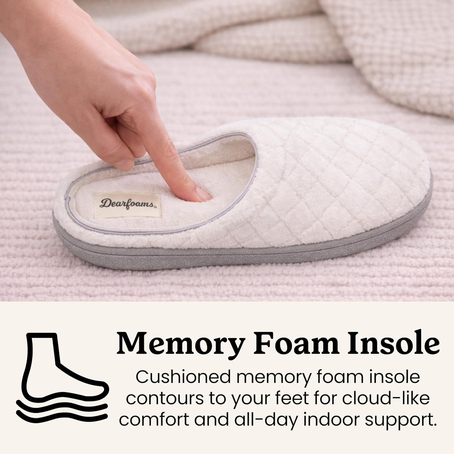 imageDearfoams womens Leslie Washable Memory Foam Terry Clog With Wide WidthsMuslin White Terry