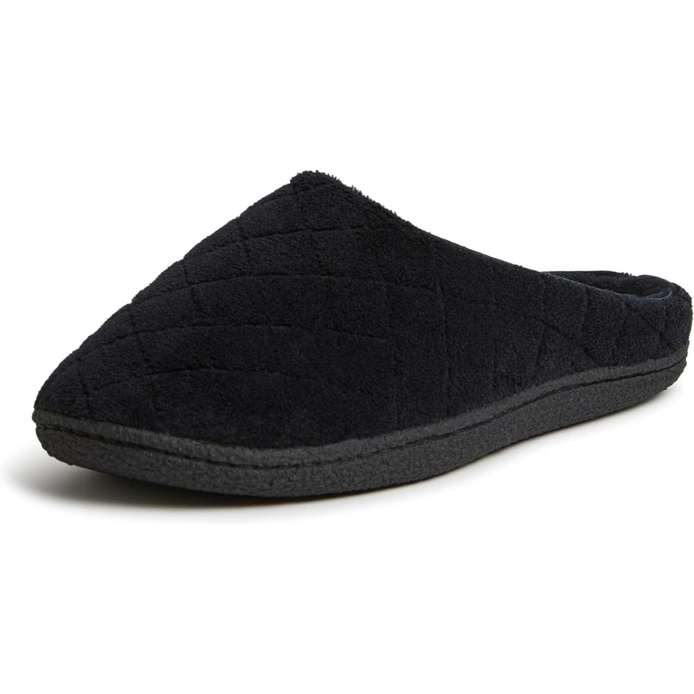imageDearfoams womens Leslie Washable Memory Foam Terry Clog With Wide WidthsBlack Terry