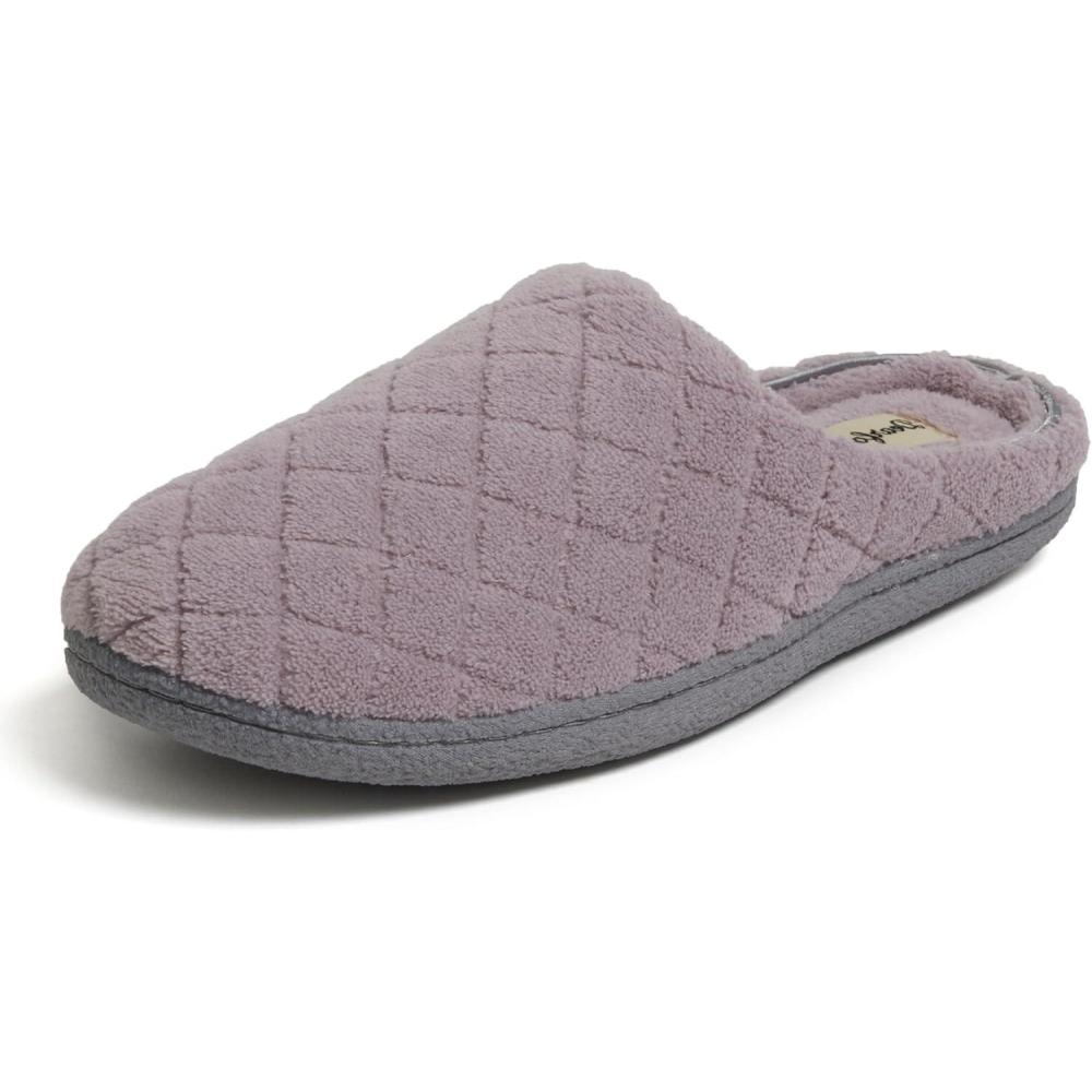 imageDearfoams womens Leslie Washable Memory Foam Terry Clog With Wide WidthsFrosted Plum Terry