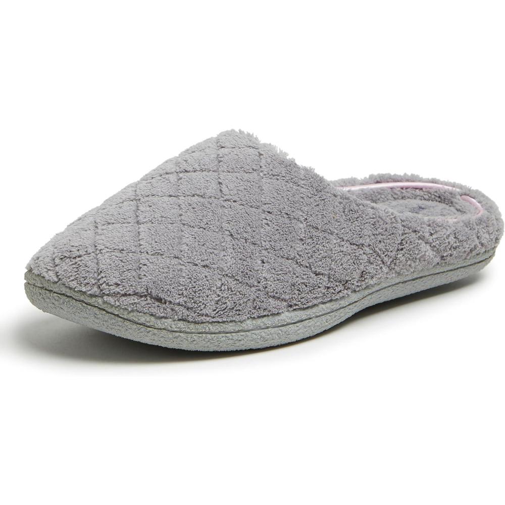 imageDearfoams womens Leslie Washable Memory Foam Terry Clog With Wide WidthsMedium Grey Terry