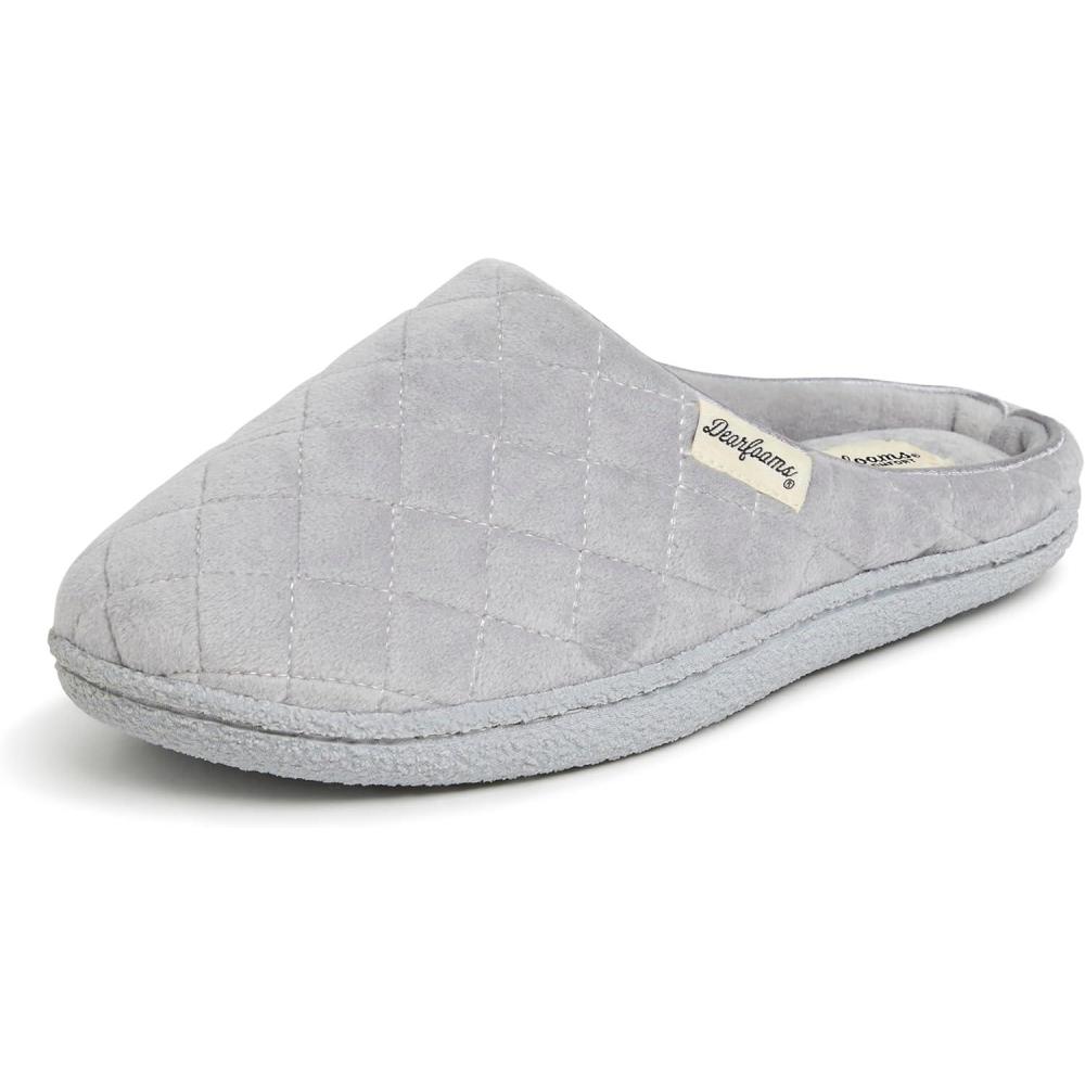 imageDearfoams womens Leslie Washable Memory Foam Terry Clog With Wide WidthsSleet Velour