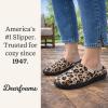 Dearfoams womens Leslie Washable Memory Foam Terry Clog With Wide Widths(Leopard Velour)