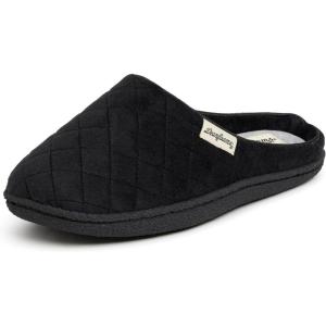 Dearfoams womens Leslie Washable Memory Foam Terry Clog With Wide Widths(Black Velour)