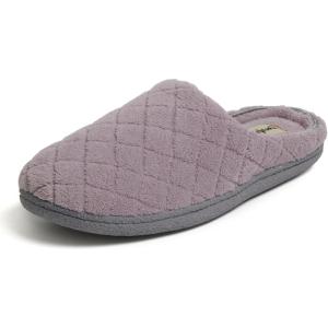 Dearfoams womens Leslie Washable Memory Foam Terry Clog With Wide Widths(Frosted Plum Terry)