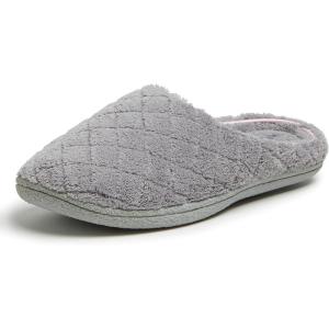 Dearfoams womens Leslie Washable Memory Foam Terry Clog With Wide Widths(Medium Grey Terry)