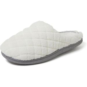 Dearfoams womens Leslie Washable Memory Foam Terry Clog With Wide Widths(Muslin White Terry)