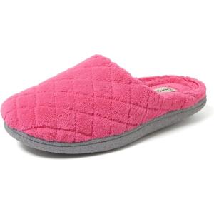 Dearfoams womens Leslie Washable Memory Foam Terry Clog With Wide Widths(Paradise Pink Terry)