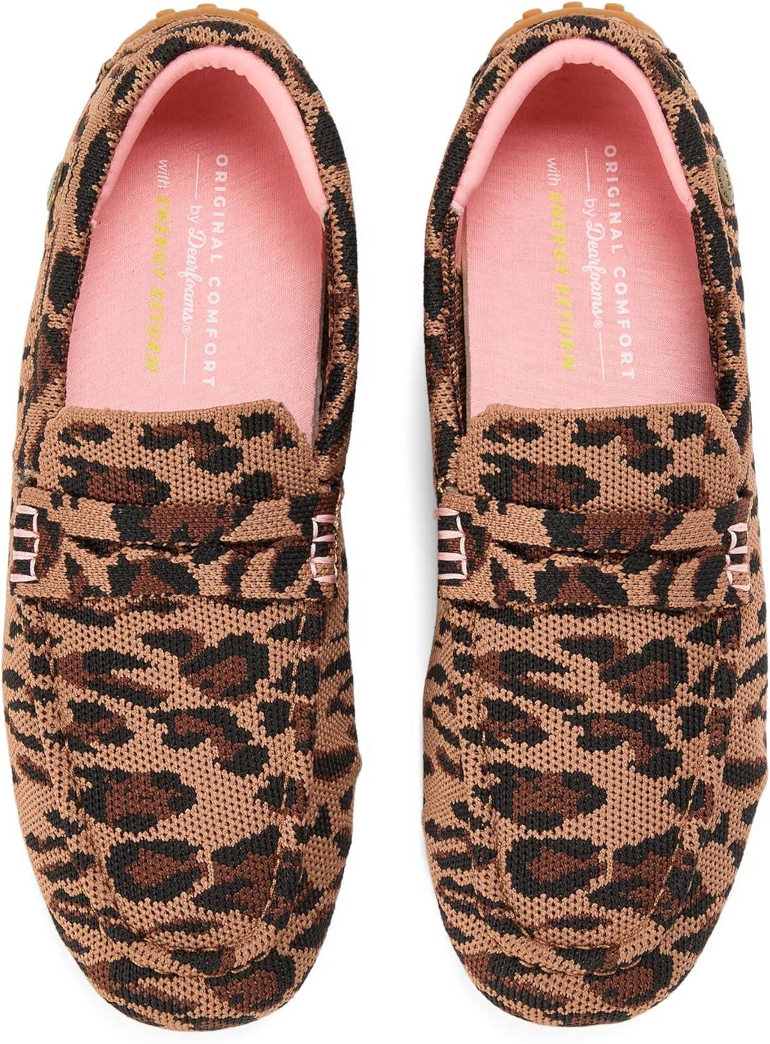 imageDearfoams Womens HazelLighweight Driving Loafer Machine Washable Comfortable ShoeLeopard