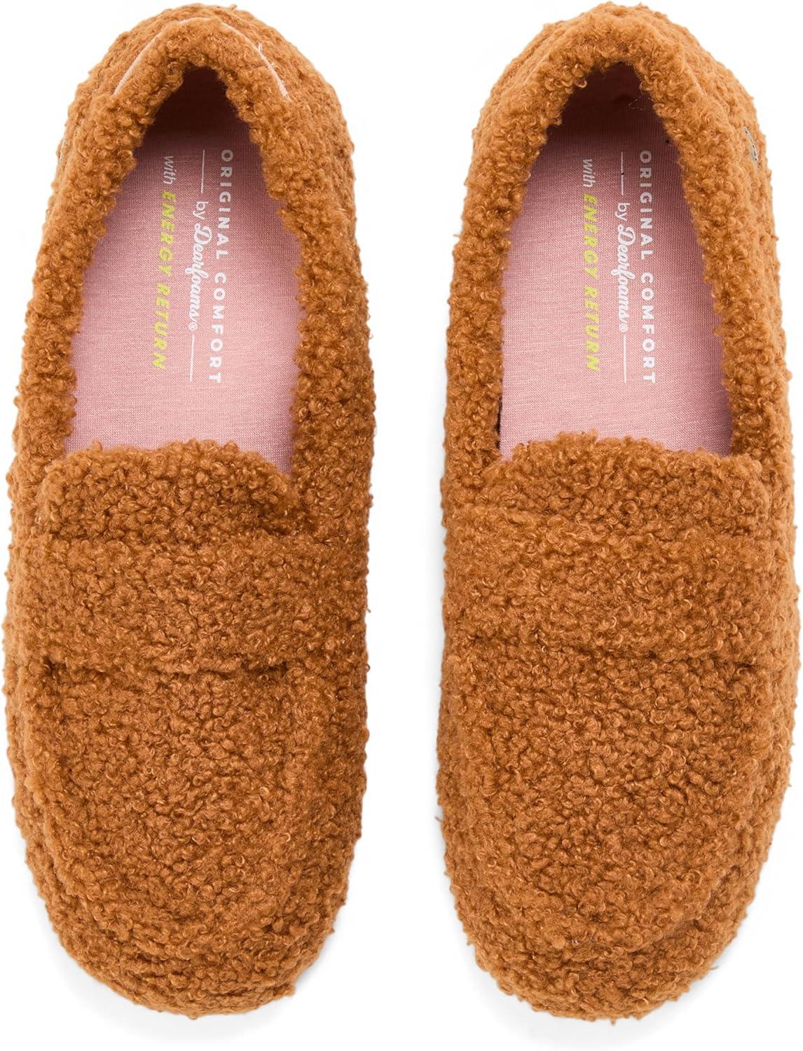 imageDearfoams Womens HazelLighweight Driving Loafer Machine Washable Comfortable ShoeWhiskey Sherpa