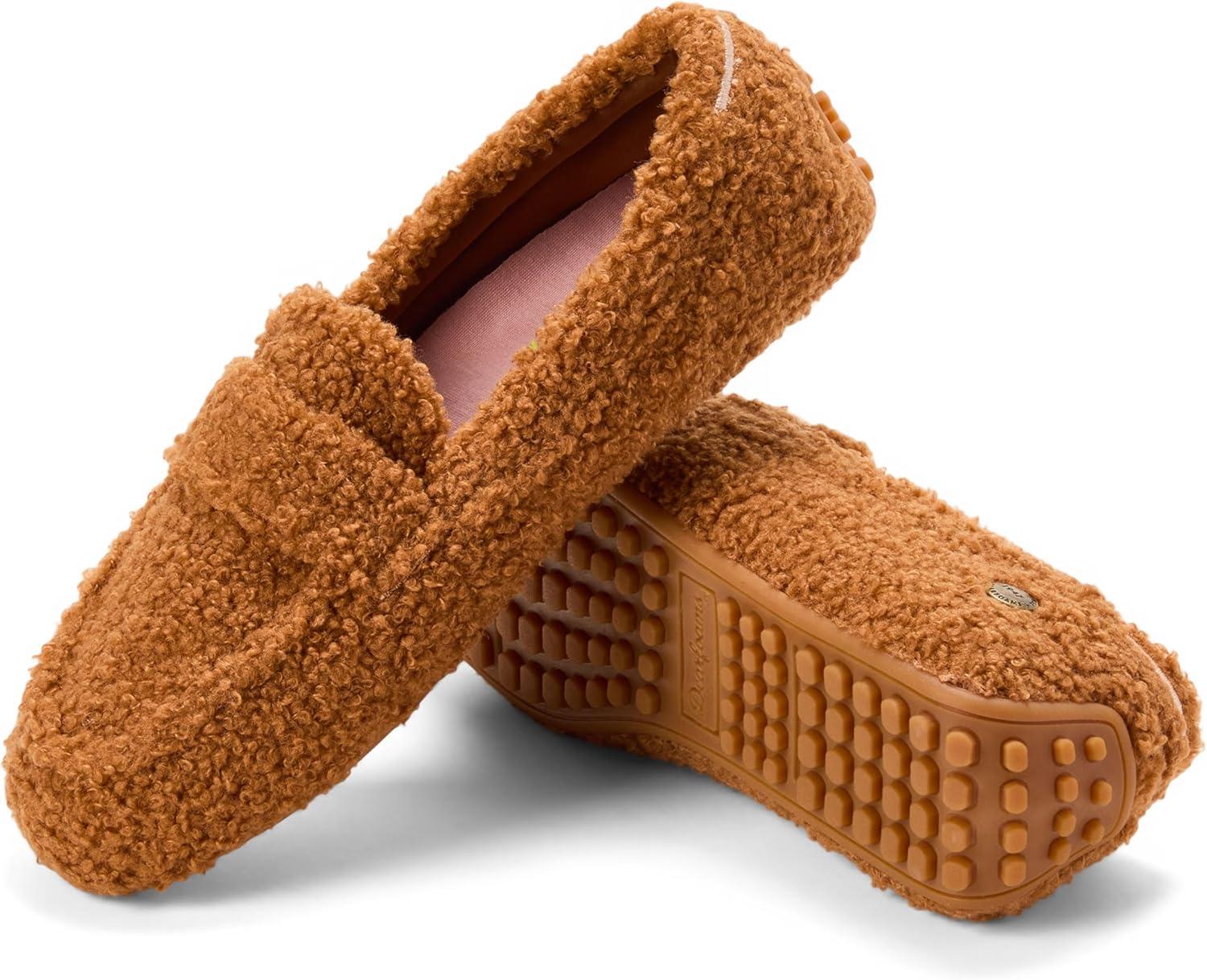 imageDearfoams Womens HazelLighweight Driving Loafer Machine Washable Comfortable ShoeWhiskey Sherpa