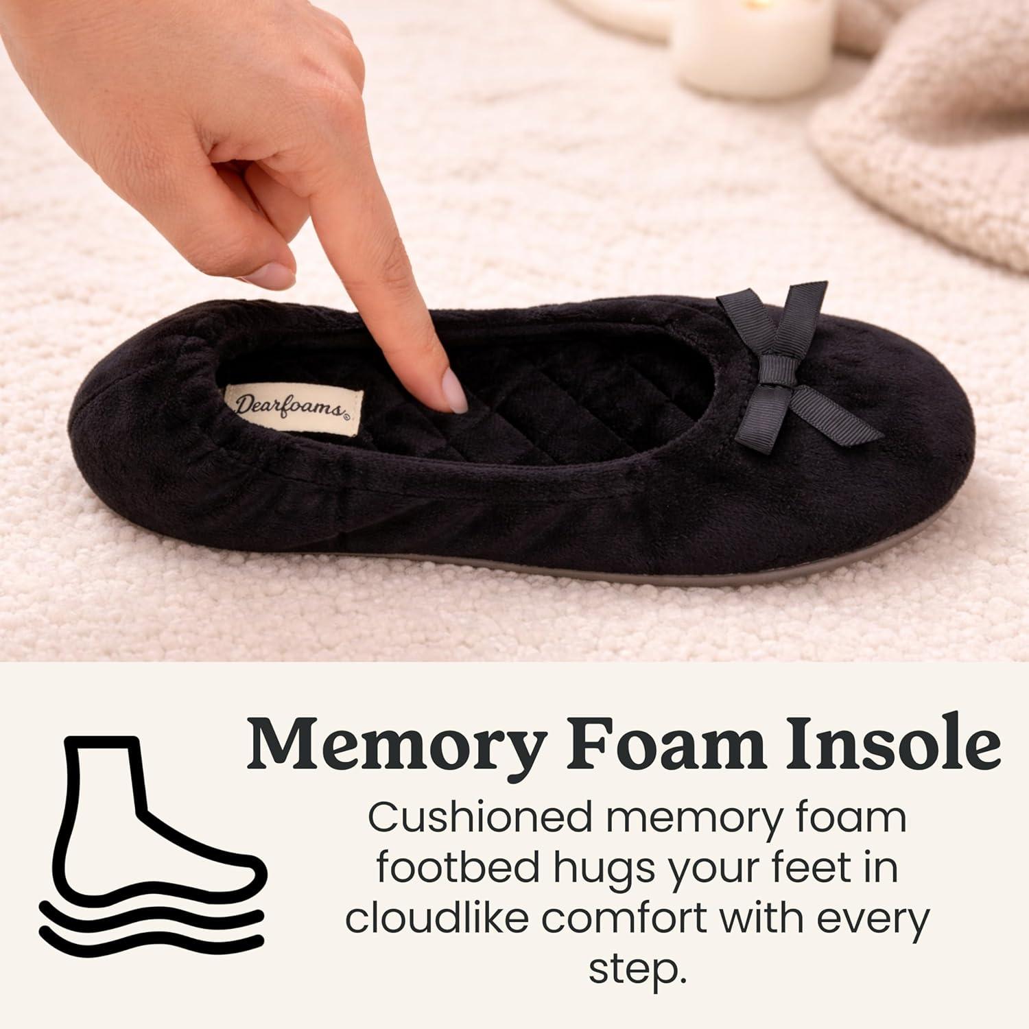 imageDearfoams Womens Layla Ballerina With Suede OutsoleBlack