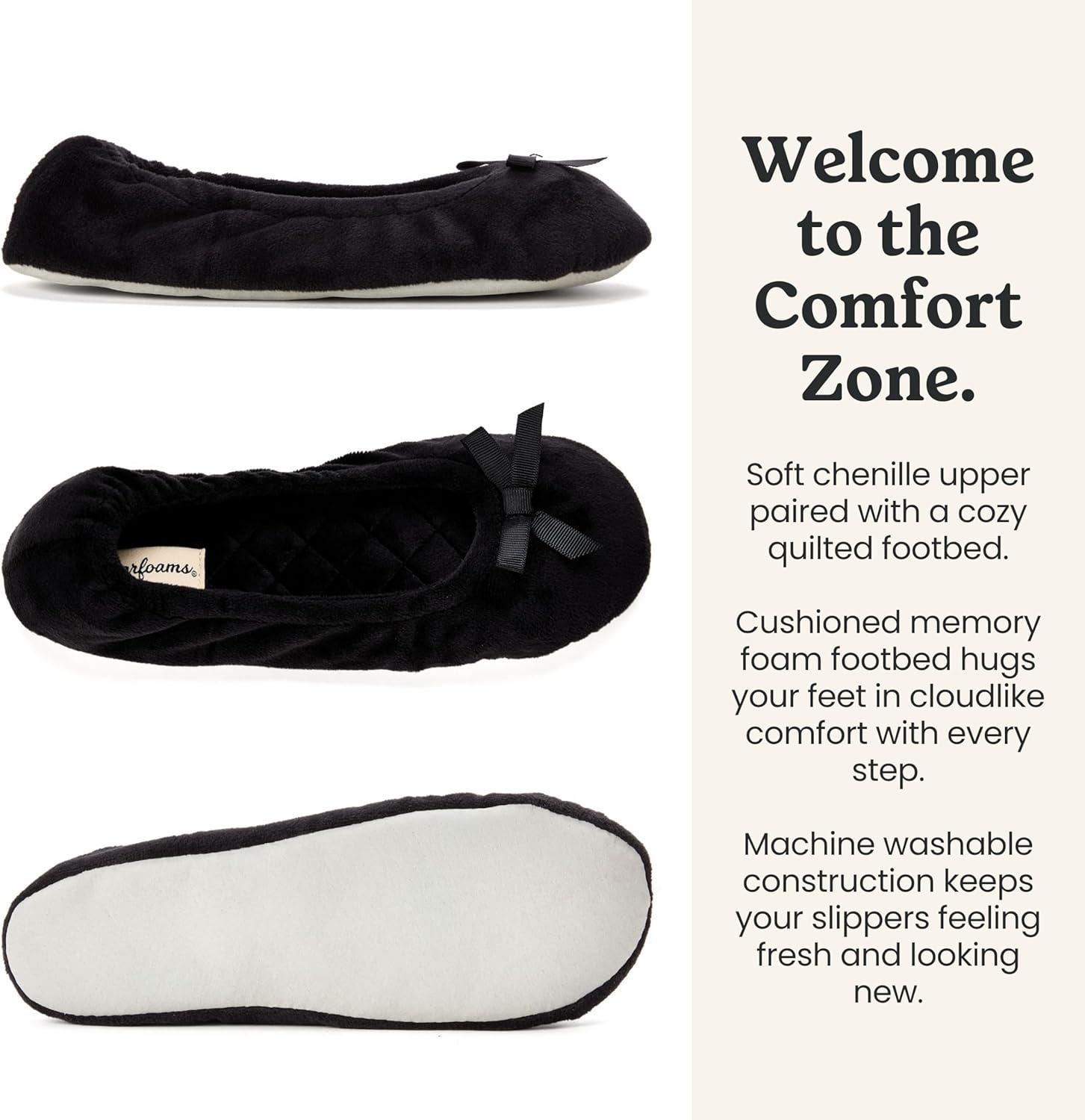 imageDearfoams Womens Layla Ballerina With Suede OutsoleBlack