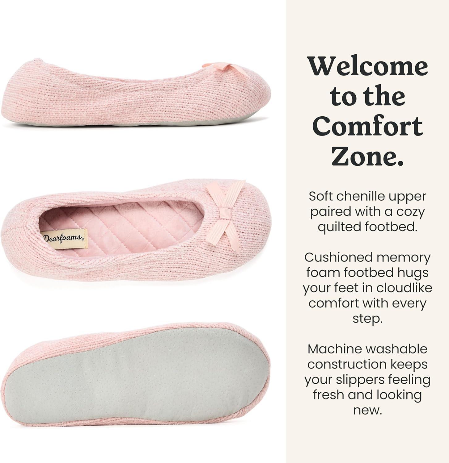 imageDearfoams Womens Layla Ballerina With Suede OutsoleDusty Pink