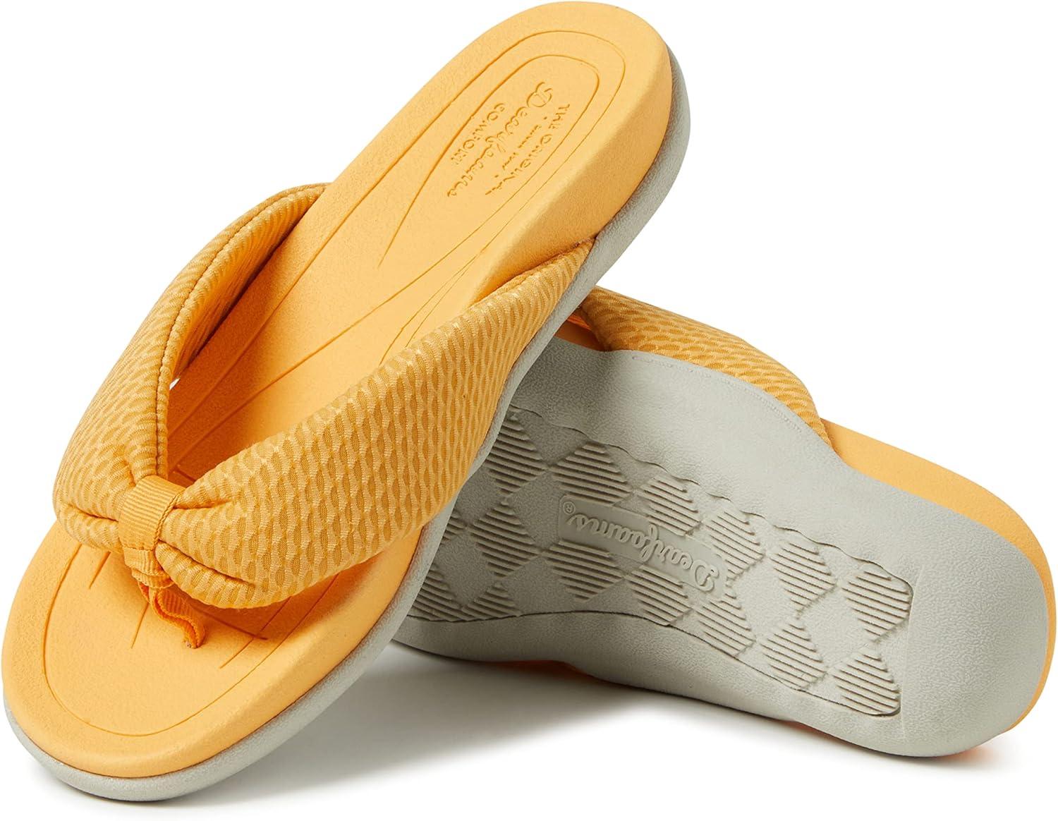 imageDearfoams Womens Original Comfort Olivia Thong Flip Flop Sandal With Arch SupportYellow