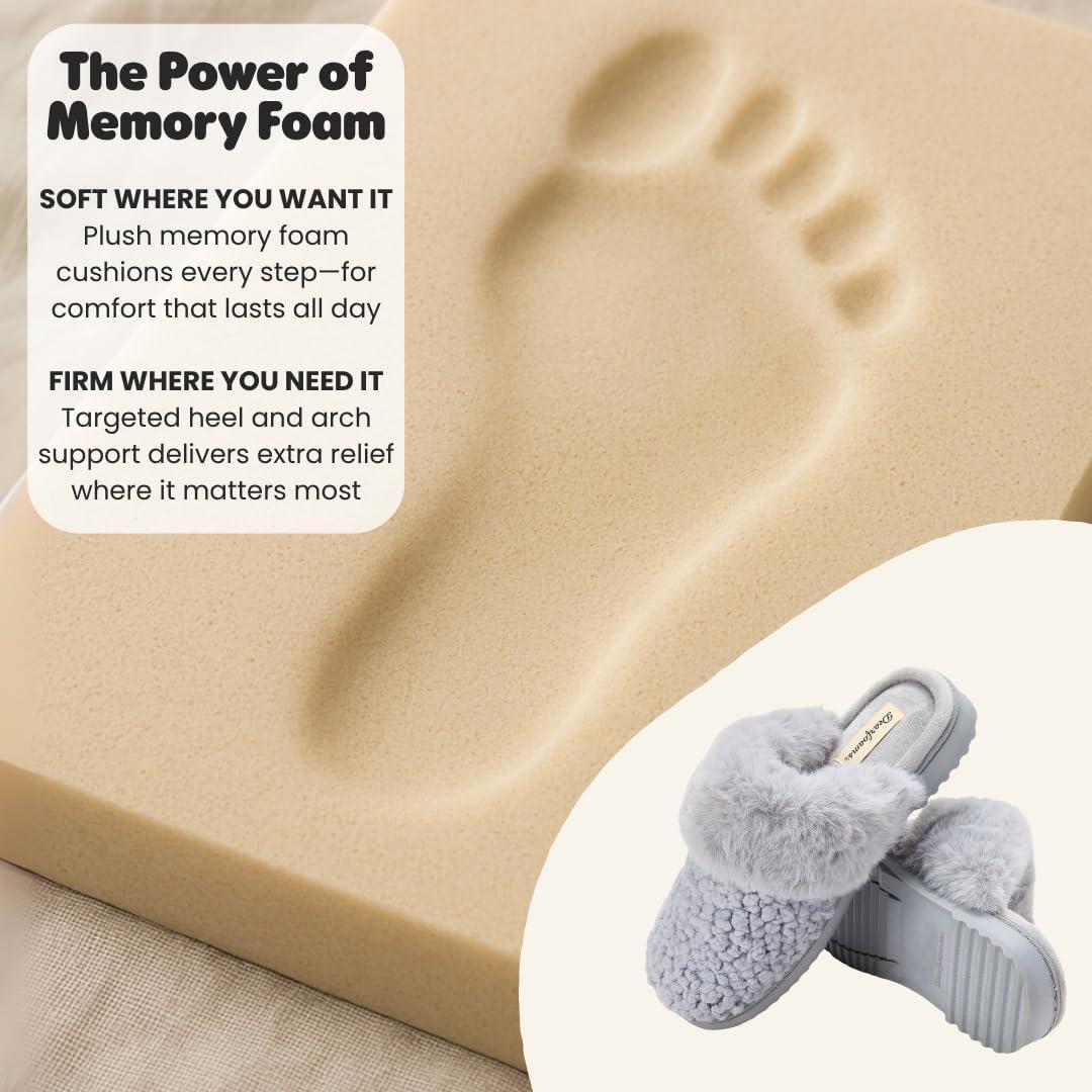 imageDearfoams womens Memory Foam House Slippers Courtney Knit Scuff Indoor House ShoesGrey