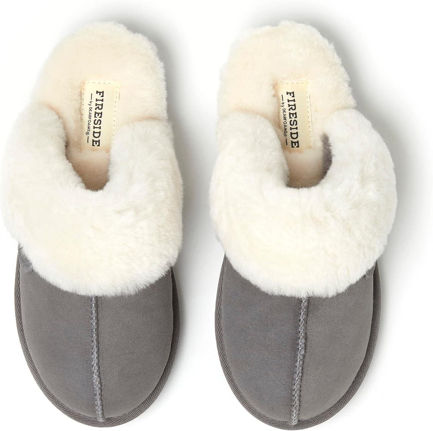 imageDearfoams womens Sydney Genuine Shearling ScuffGrey Multi