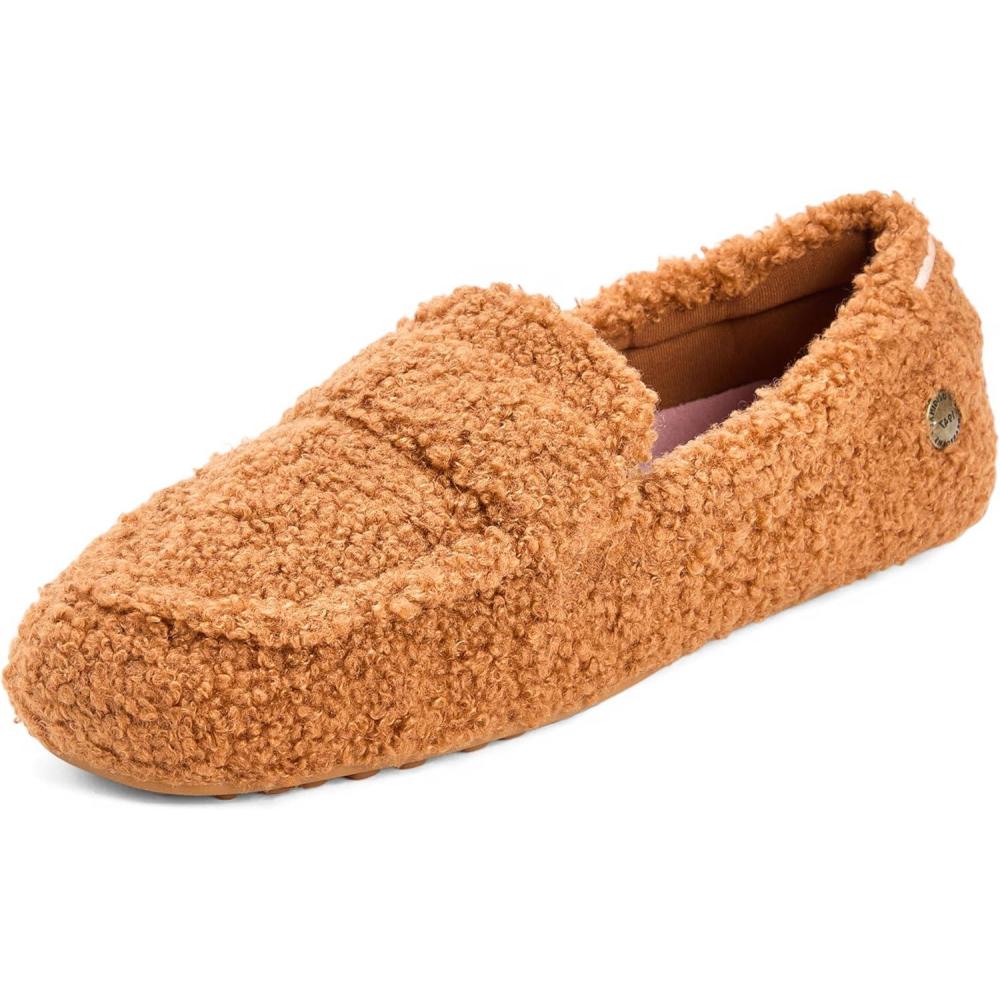 imageDearfoams Womens HazelLighweight Driving Loafer Machine Washable Comfortable ShoeWhiskey Sherpa